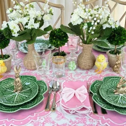 Flying Sheep Country Place Settings & Linens|Toile de Jouy Birds Pink Tablecloth