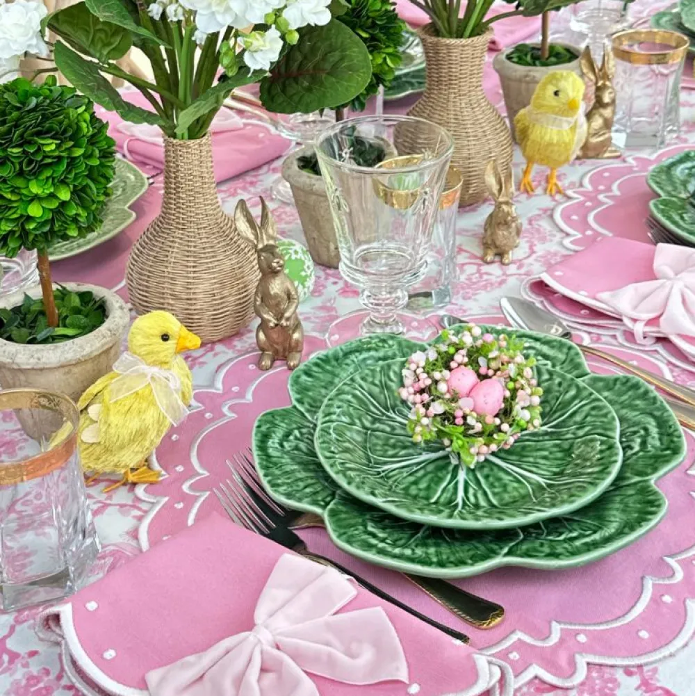 Flying Sheep Country Place Settings & Linens|Toile de Jouy Birds Pink Tablecloth