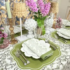 Flying Sheep Country Place Settings & Linens|Toile de Jouy Birds Tablecloth in Sage