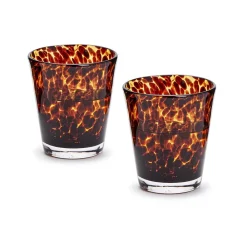 Two's Company Glassware|Tortoise Print Double Old Fashion Glass
