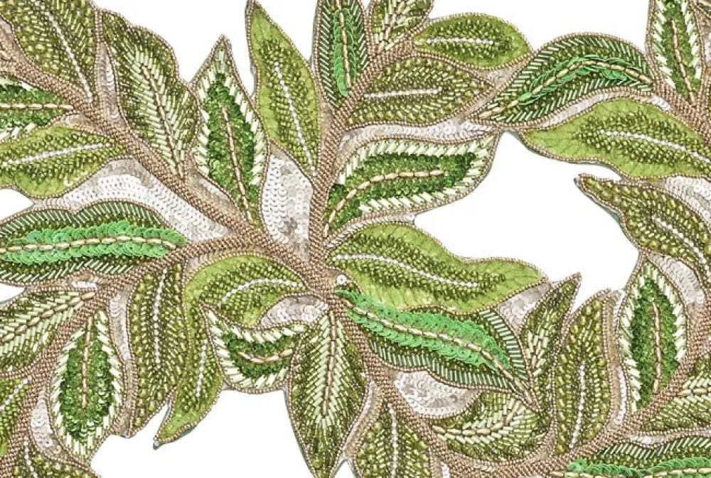 Kim Seybert Place Settings & Linens|Trellis Runner in Green & Gold