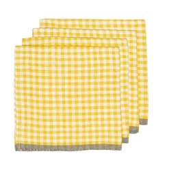Caravan Place Settings & Linens|Two-Tone Gingham Napkins in Natural & Aqua, Set of 4