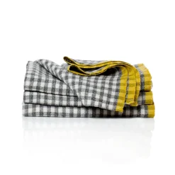 Caravan Place Settings & Linens|Two-Tone Gingham Napkins in Natural & Aqua, Set of 4