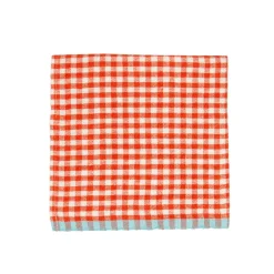 Caravan Place Settings & Linens|Two-Tone Gingham Napkins in Natural & Aqua, Set of 4