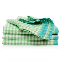 Caravan Place Settings & Linens|Two-Tone Gingham Napkins in Natural & Aqua, Set of 4