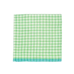 Caravan Place Settings & Linens|Two-Tone Gingham Napkins in Natural & Aqua, Set of 4