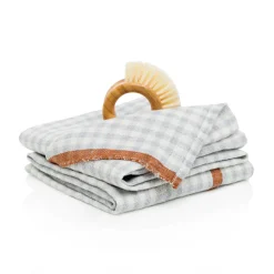 Caravan Place Settings & Linens|Two-Tone Gingham Towels in Blue & Cognac, Set of 2