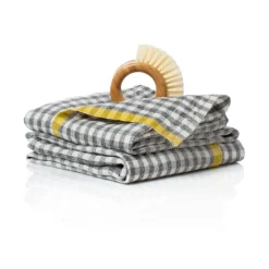 Caravan Place Settings & Linens|Two-Tone Gingham Towels in Grey & Dijon, Set of 2