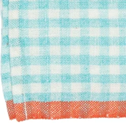 Caravan Place Settings & Linens|Two-Tone Gingham Towels in Aqua & Orange, Set of 2