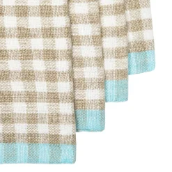 Caravan Place Settings & Linens|Two-Tone Gingham Towels in Natural & Aqua, Set of 2