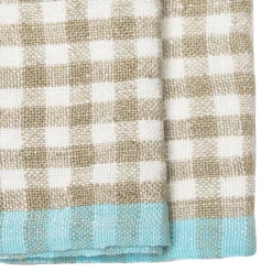 Caravan Place Settings & Linens|Two-Tone Gingham Towels in Natural & Aqua, Set of 2