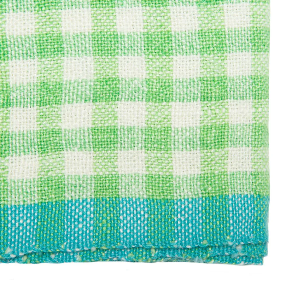 Caravan Place Settings & Linens|Two-Tone Gingham Towels in Natural & Aqua, Set of 2