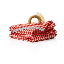 Caravan Place Settings & Linens|Two-Tone Gingham Towels in Natural & Aqua, Set of 2