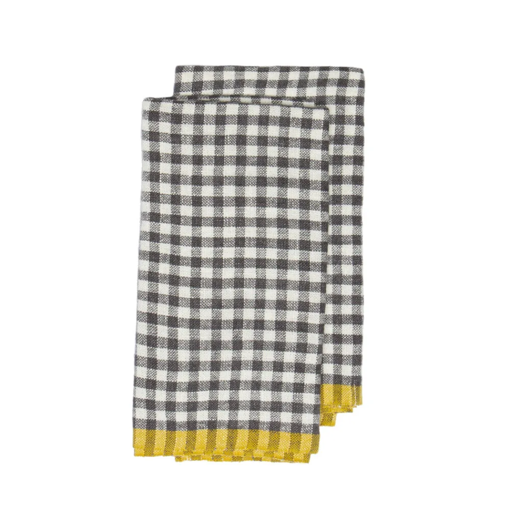 Caravan Place Settings & Linens|Two-Tone Gingham Towels in Natural & Aqua, Set of 2