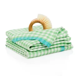 Caravan Place Settings & Linens|Two-Tone Gingham Towels in Lime & Aqua, Set of 2