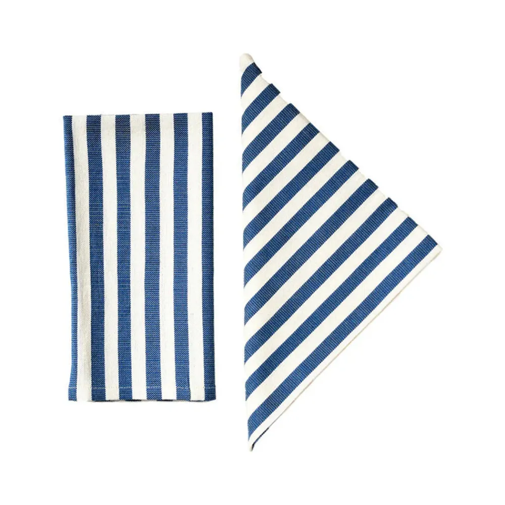 Cabana Place Settings & Linens|Vera Stripe Napkins in Blue, Set of 2