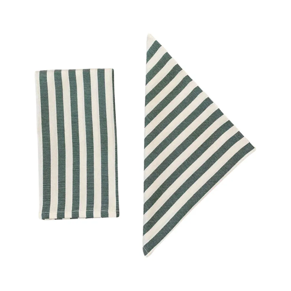 Cabana Place Settings & Linens|Vera Stripe Napkins in Green Set of 2