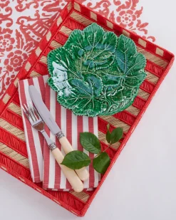 Cabana Place Settings & Linens|Vera Stripe Napkins in Red, Set of 2