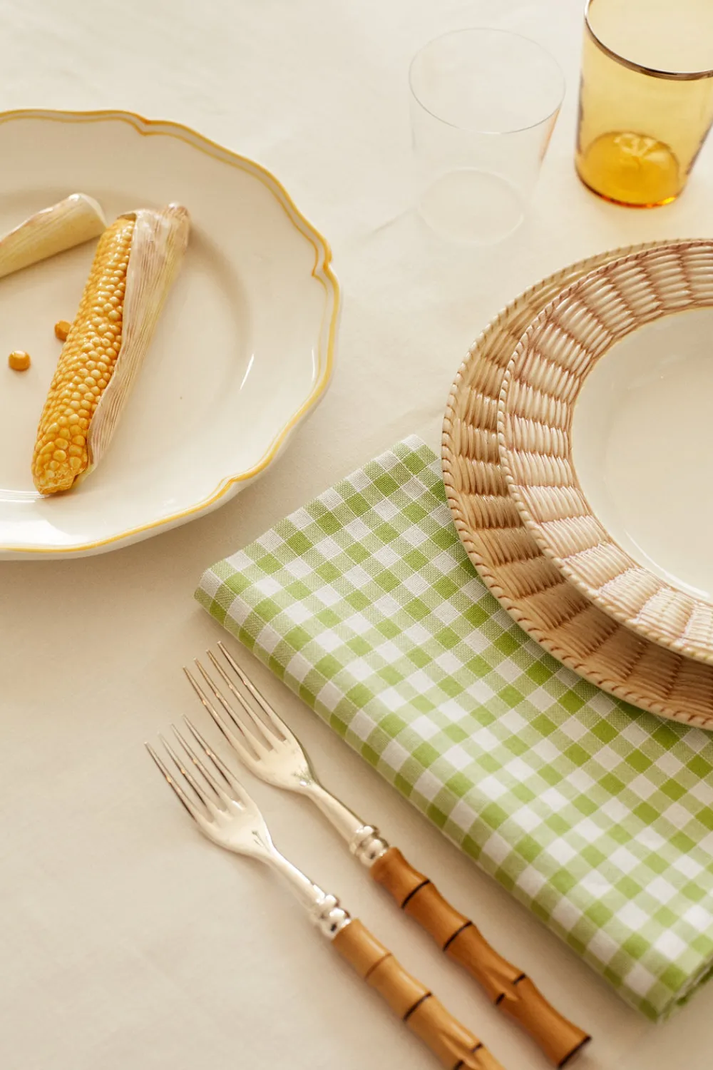 Z.d.G. Place Settings & Linens|Vichy Napkin in Sage
