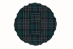 TriChi Design Place Settings & Linens|Vidro Green Tartan Napkin and Placemat, Set of 2