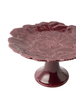 Cabana Dinnerware|Vine Leaf Cake Stand in Burgundy