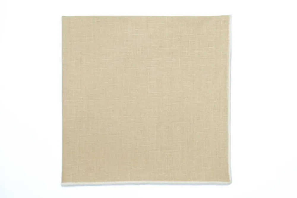 TriChi Design Place Settings & Linens|Vizon Napkin with Beige Small Trim, Set of 4