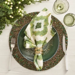 Kim Seybert Place Settings & Linens|Watercolor Ikat Napkin in Olive, Set of 4