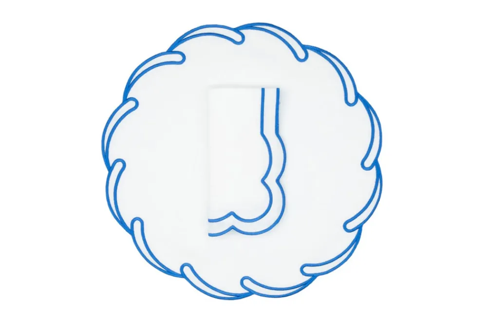 TriChi Design Place Settings & Linens|Waves Linen Napkin and Placemat, Set of 2