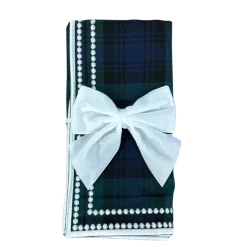 Flying Sheep Country Place Settings & Linens|White Bow Velvet Napkin Ties, Set of 4