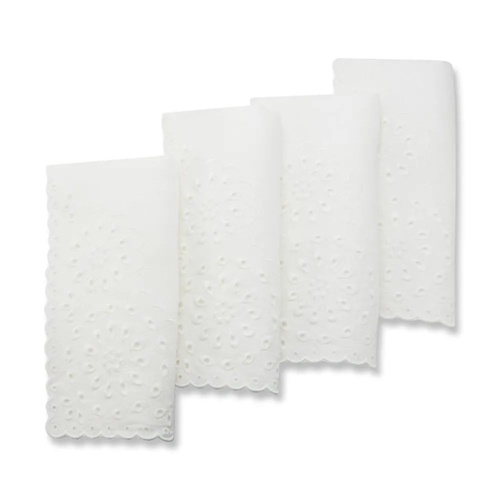 Chefanie Place Settings & Linens|White Eyelet Dinner Napkins, Set of 4