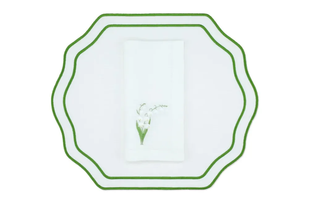 TriChi Design Place Settings & Linens|White Lily Linen Napkin and Stucco Placemat, Set of 4