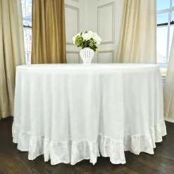 Flying Sheep Country Place Settings & Linens|White Linen Ruffle in Tablecloth