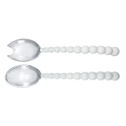 Mariposa Flatware|White Pearled Salad Servers