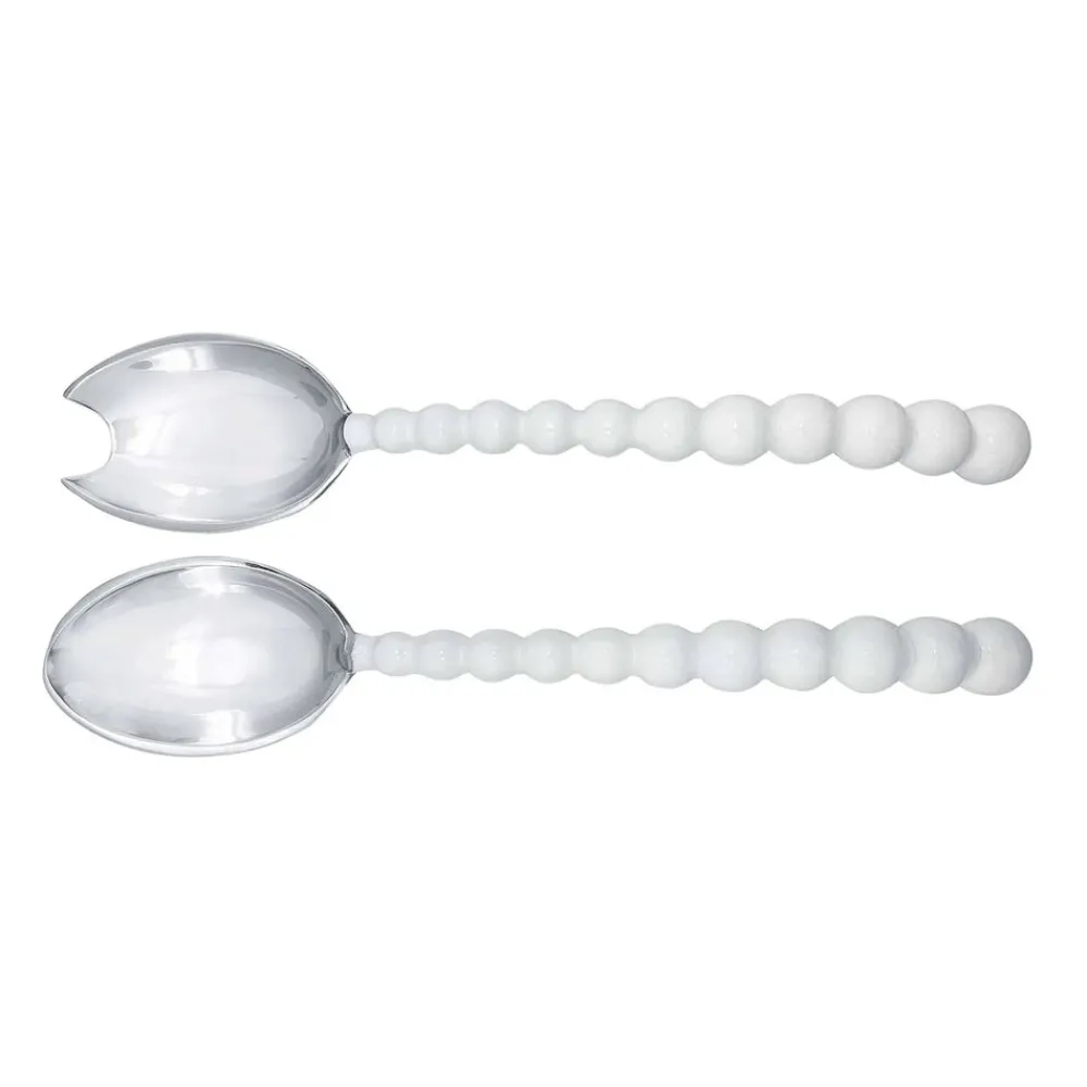 Mariposa Flatware|White Pearled Salad Servers