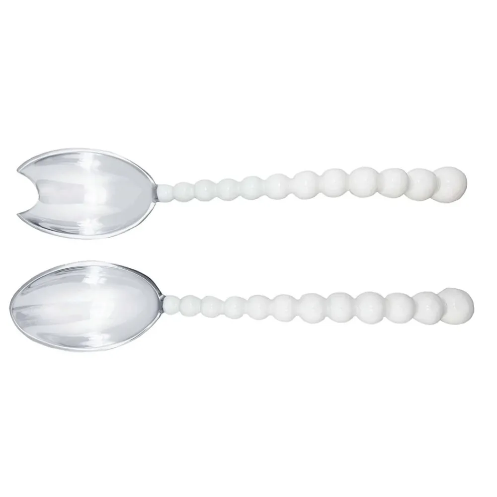 Mariposa Flatware|White Pearled Salad Servers