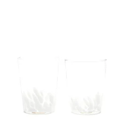 Paul Arnhold Glass Glassware|White Transparent Spotted Tumblers, Set of Two