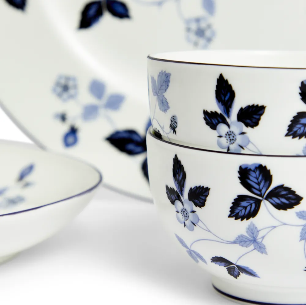 Wedgwood Dinnerware|Wild Strawberry Inky Blue Dinnerware, Set of 15