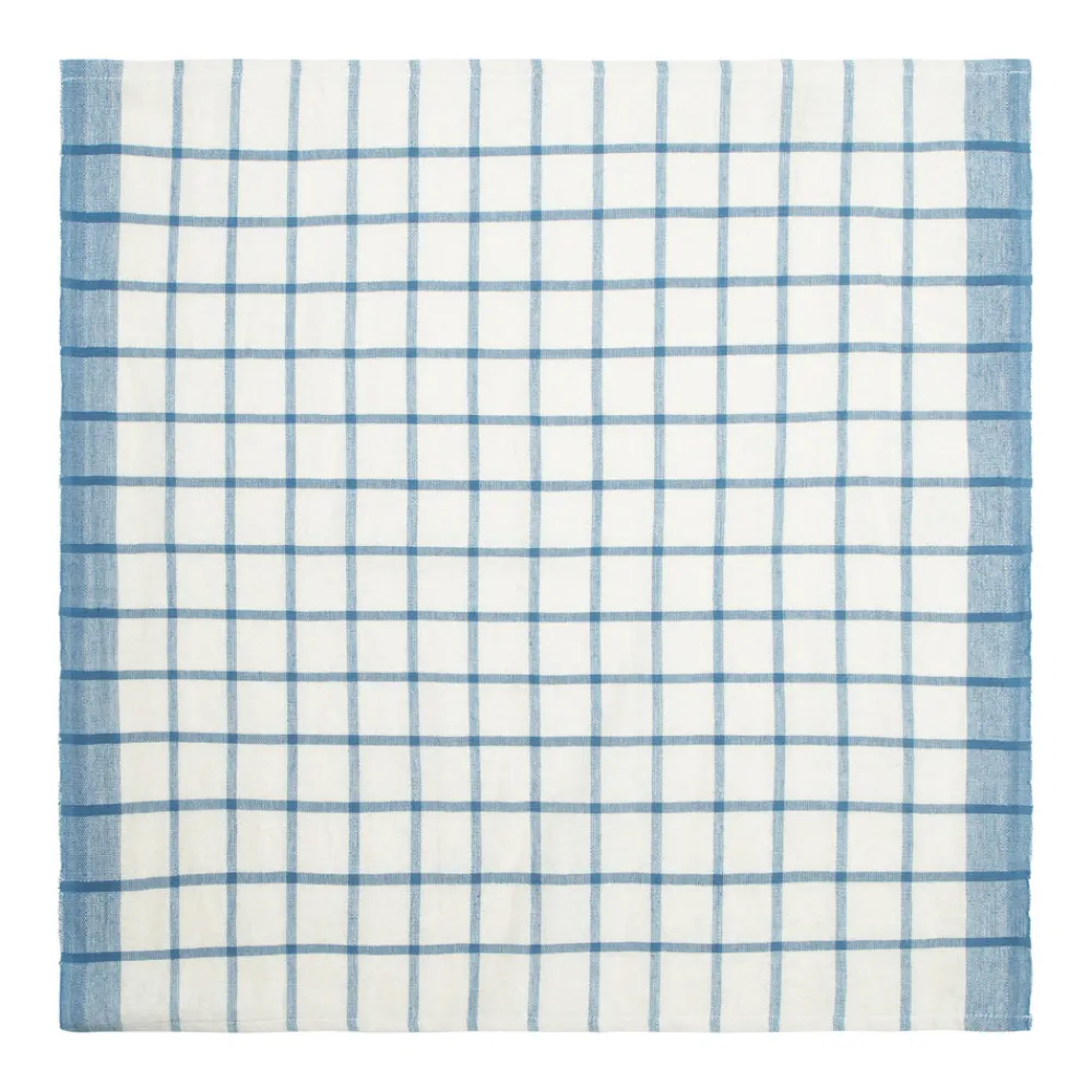 Caravan Place Settings & Linens|Windowpane Napkins in Blue & Natural, Set of 4