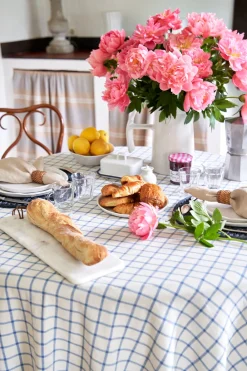 Caravan Place Settings & Linens|Windowpane 60x90 Tablecloth in Blue & Natural