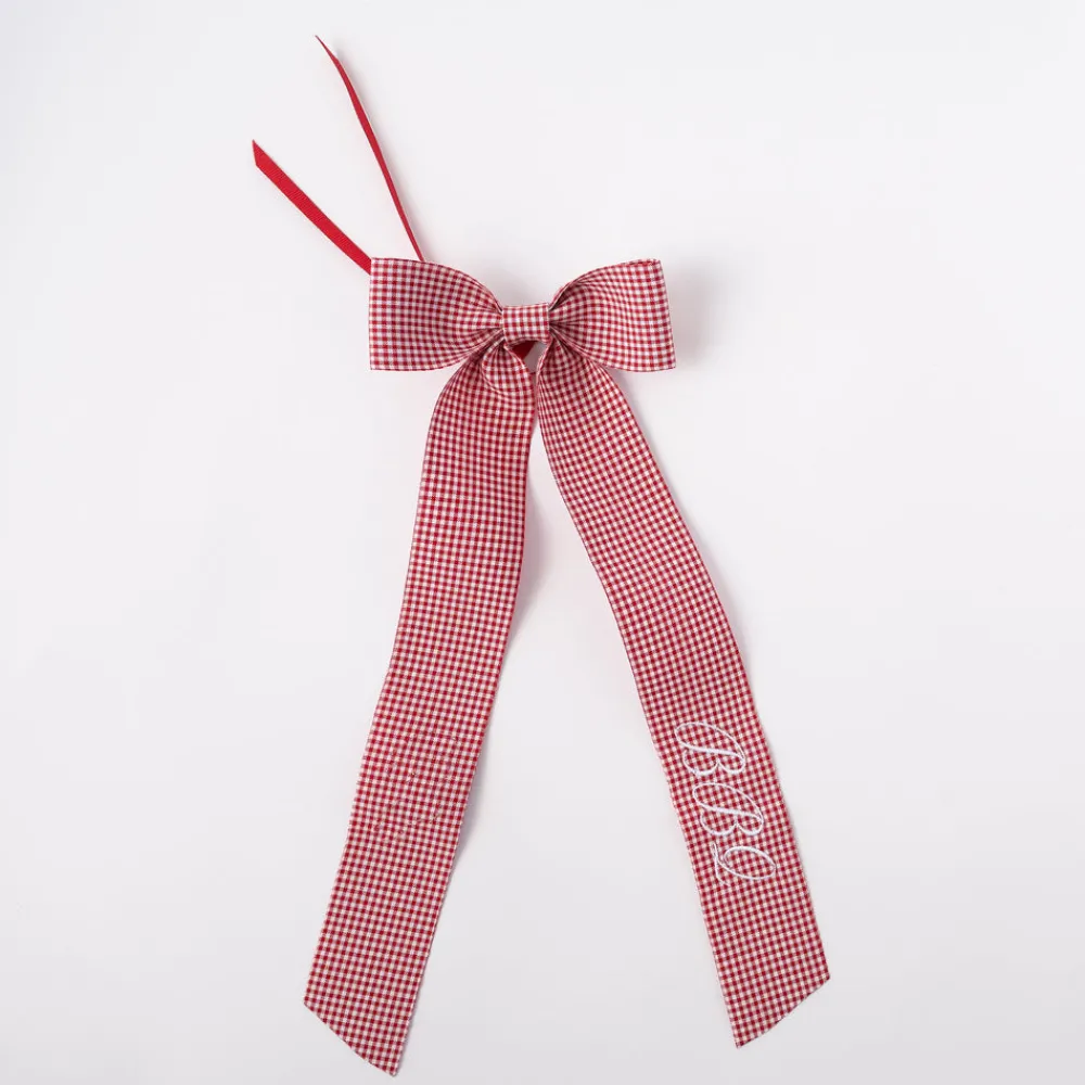 No Reservations Place Settings & Linens|Wine Bow “BBQ” in Red Gingham with White