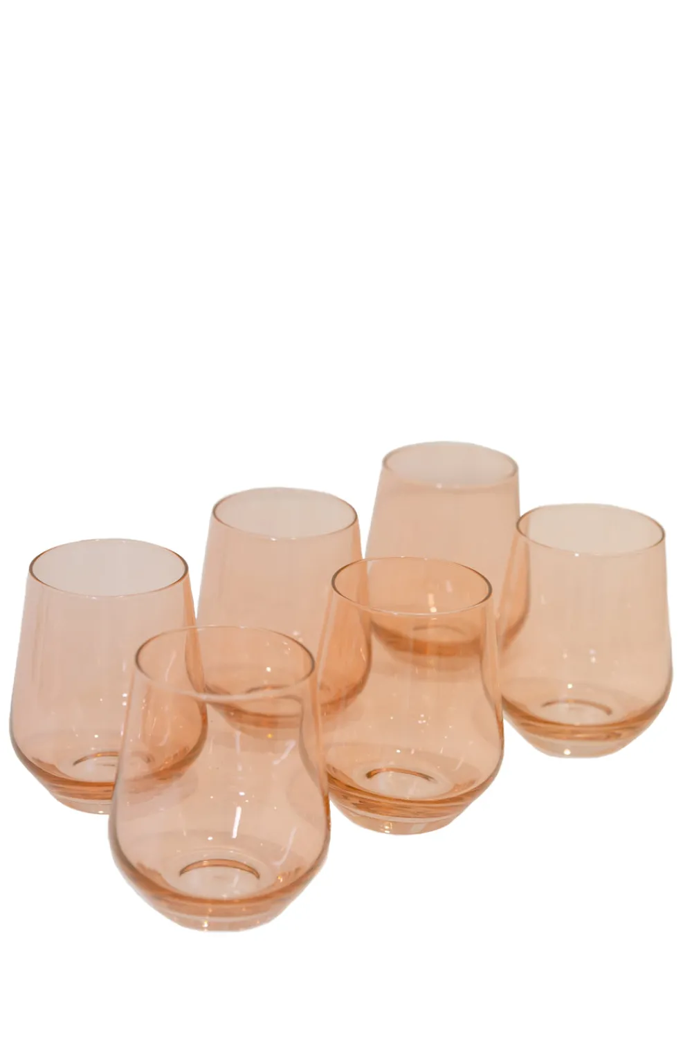 Estelle Colored Glass Glassware|Wine Stemless, Set of 6 Blush Pink
