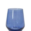 Estelle Colored Glass Glassware|Wine Stemless, Set of 6 Colbalt Blue