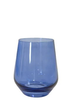 Estelle Colored Glass Glassware|Wine Stemless, Set of 6 Colbalt Blue