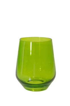 Estelle Colored Glass Glassware|Wine Stemless, Set of 6 Forest Green