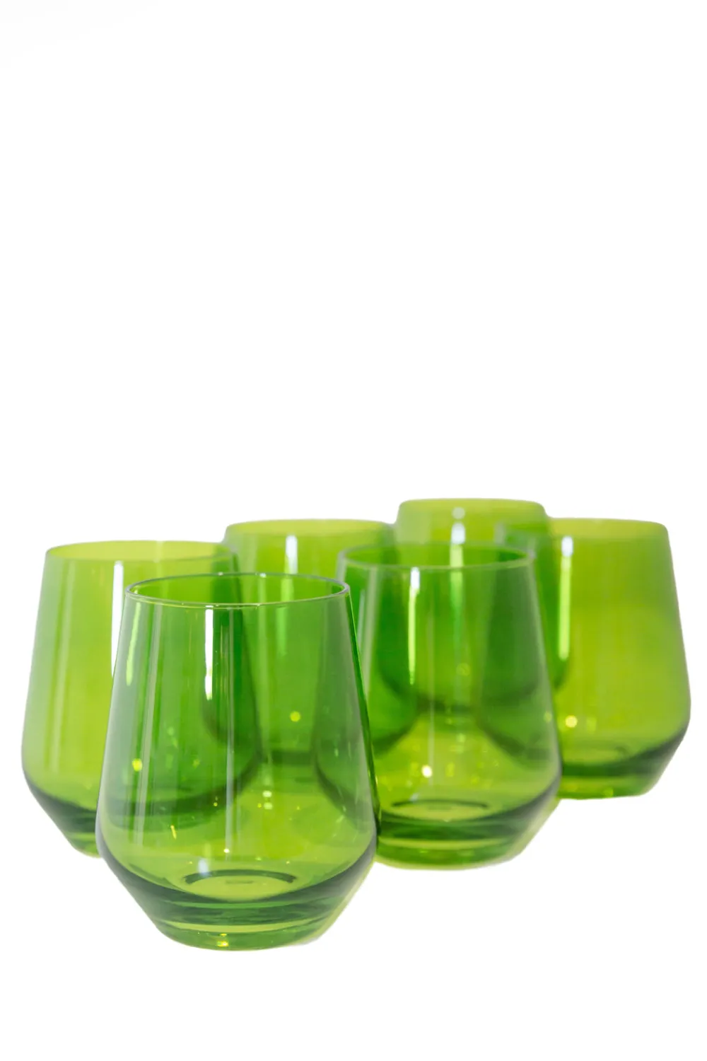Estelle Colored Glass Glassware|Wine Stemless, Set of 6 Forest Green