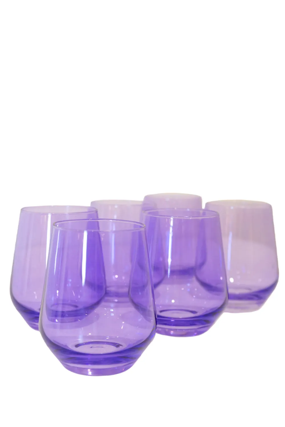 Estelle Colored Glass Glassware|Wine Stemless, Set of 6 Lavender
