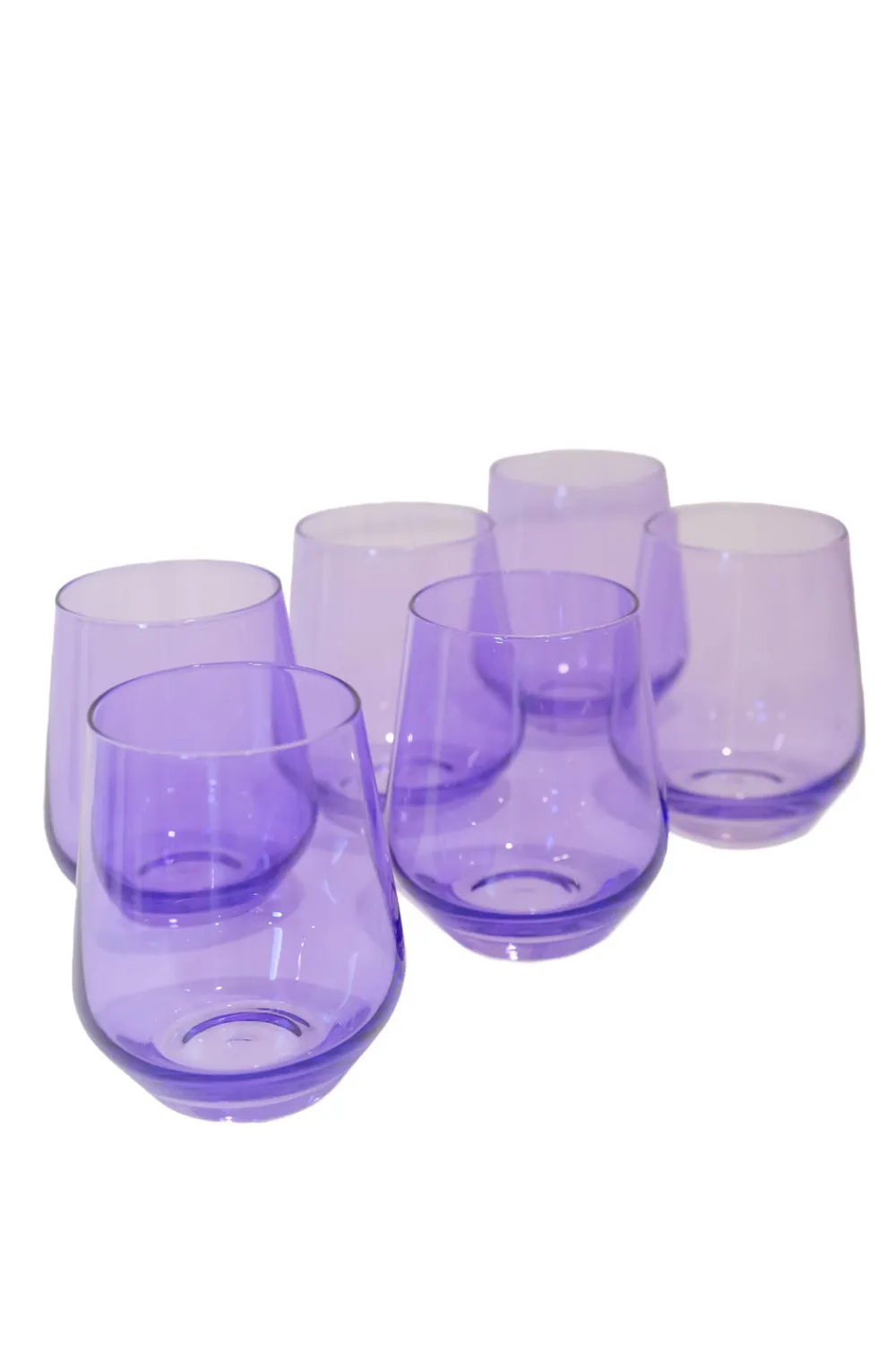 Estelle Colored Glass Glassware|Wine Stemless, Set of 6 Lavender