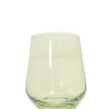 Estelle Colored Glass Glassware|Wine Stemless, Set of 6 Mint Green