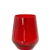 Estelle Colored Glass Glassware|Wine Stemless, Set of 6 Red