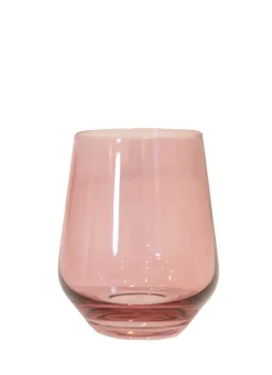 Estelle Colored Glass Glassware|Wine Stemless, Set of 6 Rose